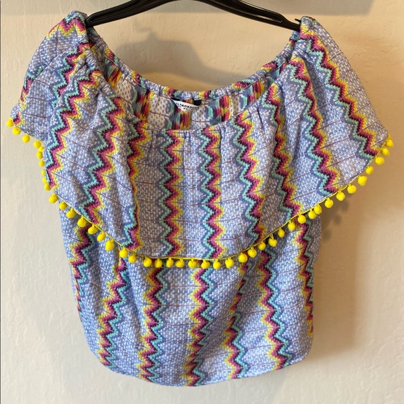 Glamorous Mexican Inspired Pompom Fringe Off Shoulder Top - Picture 13 of 13